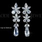 Luxury Flower AAA+ CZ Drop Earring White Gold Plated
