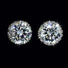 Multi Prongs 8mm 2ct AAA+ CZ Stud Earring White Gold Plated