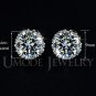 Multi Prongs 8mm 2ct AAA+ CZ Stud Earring White Gold Plated