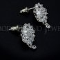 Princess Flower Top Quality Marquise CZ Stud White Gold Plated