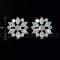 Round and Marquise CZ Cluster Flower Earring White Gold Plated