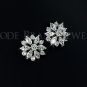 Round and Marquise CZ Cluster Flower Earring White Gold Plated
