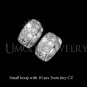 Round Loop with tiny AAA+ CZ Hoop Earring White Gold Plated