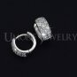 Round Loop with tiny AAA+ CZ Hoop Earring White Gold Plated