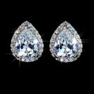 Water Drop Design Pear cut CZ Stud Earring White Gold Plated