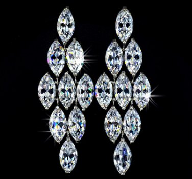 Wedding Party AAA+ 9 pcs CZ Chandelier Earring White Gold Plated