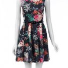 Ladies Floral Scuba Skater Dress with Belt Size 08,10,12,14