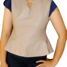 Women's Sleeve Less Tunic Leather Top Style SLT1 Size Small color Khaki