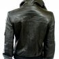 Women's Hooded Leather Jacket style 14F Size "Small" Color Black
