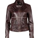 NWT Women's High Neck Leather Jacket Style FS-40