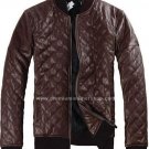 Men's Quilted Diamond Stitch Leather Jacket Style M27