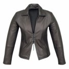 NWT Women's Draw Cord Closure Front Open Leather Jacket Style FS-56