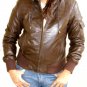 Women's Hooded Leather Jacket style 14F Size "S" Color Brown