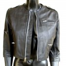 Women' s Cropped 3/4 Sleeve Leather Jacket Style 3700 Color Dark Brown Size "M"