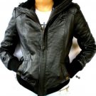 Women's Bomber Leather Jacket Style 4FP Size Small color Black