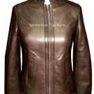 NWT Women's Chinese Mandarin Collar Leather Jacket Style FS-36