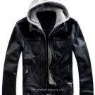 Men's Remove able Fleece Hood Leather Jacket Style M63 Big & Tall Sizes