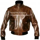 Men's High Neck Bomber Leather Jacket Style MD-110
