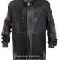 NWT Men's Big & Tall Fleece Hooded Trench Leather Jacket Style MD-40
