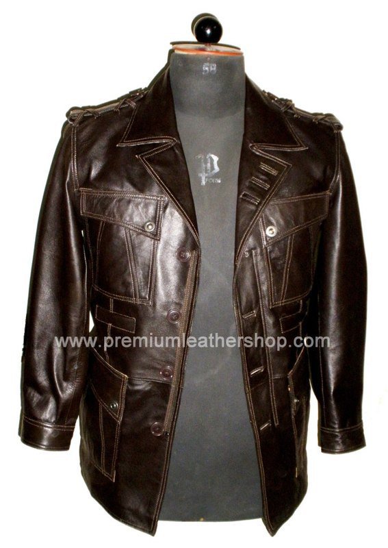 Men's 4 Button Blazer Spy Series Leather Jacket MD12