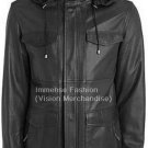 Men's High Neck Camping Hooded Bomber Leather jacket Style MD-62