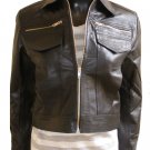 Women's Cropped Denim Inspired Leather Jacket Style 5F