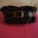 Black Faux Suede Purse w/gold chain strap
