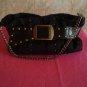 Black Faux Suede Purse w/gold chain strap