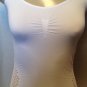 WOMENS WHITE SPANDEX SPAGETTI STRAP TANK TOP SHIRT FISH NET