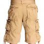 Men's Khaki Halifax  Drawstring Legs Belted Cargo Shorts Nwt