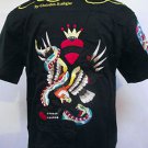 Ed Hardy Christian Audigier Men's Woven Button Down Shirt Short Sleeve L