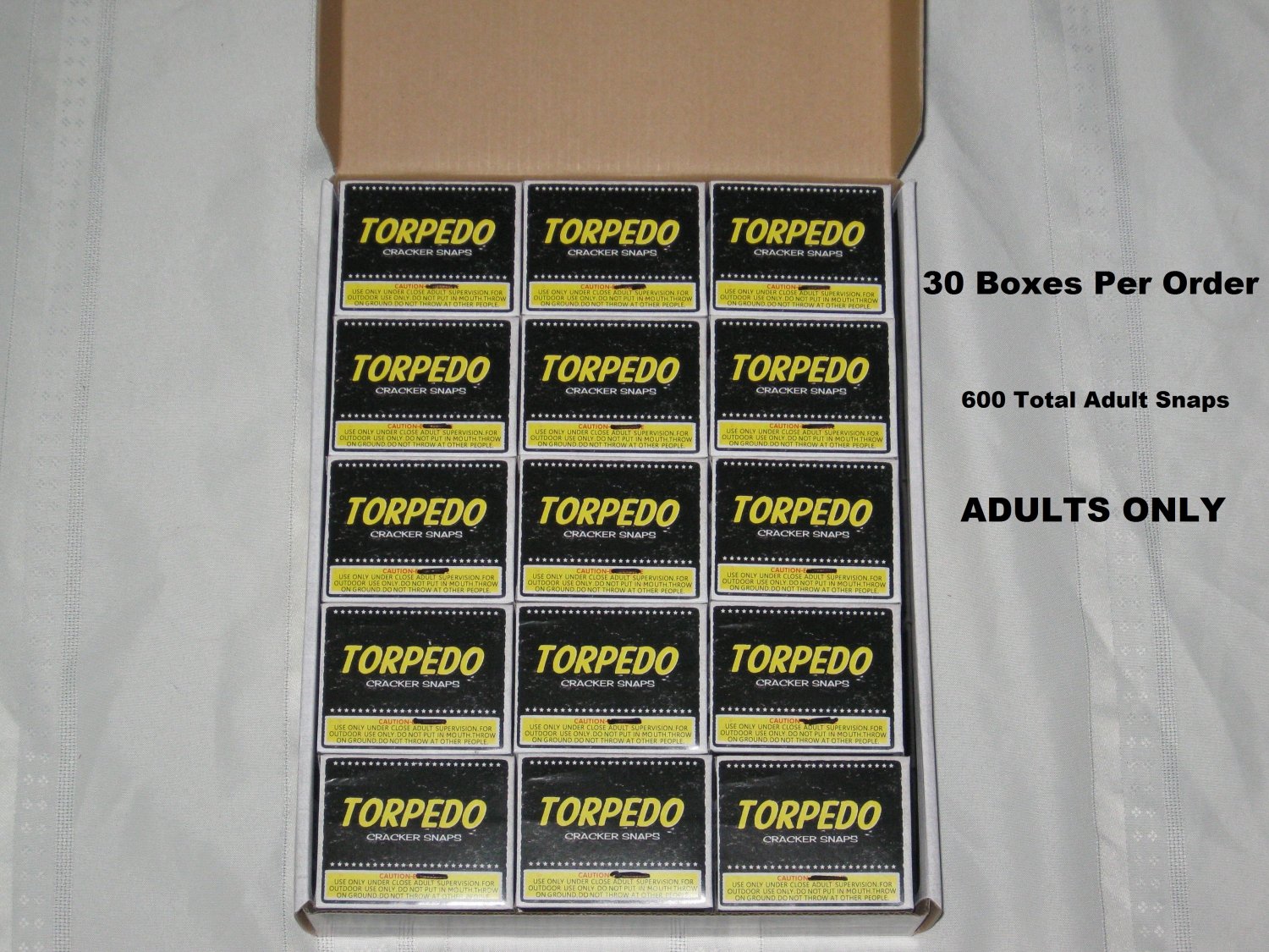 (30) BOXES BLACK CAT TORPEDO RED CRACKER ADULT SNAPS