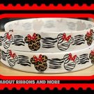 7/8" MINNIE MOUSE WHITE GROSGRAIN ZEBRA AND LEOPARD PRINT(5 yards)