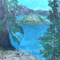 Wizard Island From the Rim of Crater Lake Oregon Cascades Original Painting