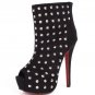 Peep Toe Studded High Heel Ankle Boots