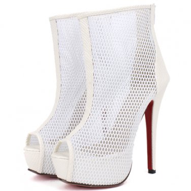 Mesh Red Sole Stiletto Ankle Boots