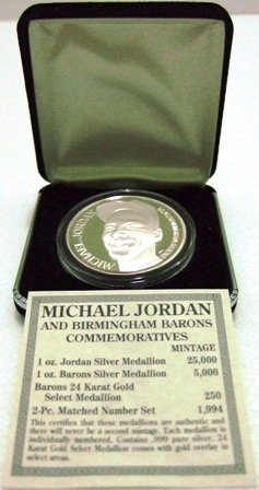 1994 Enviromint Michael Jordan Baseball Barons Silver Coin