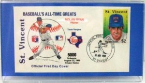 Nolan Ryan - St. Vincent - Baseball's All-Time Greats - Official First Day Cover - Stamped Envelope