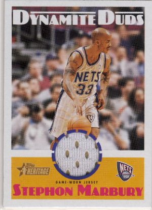 2001 - Stephon Marbury - Topps - Heritage - Dynamite Duds - Game Jersey - Card # DD3