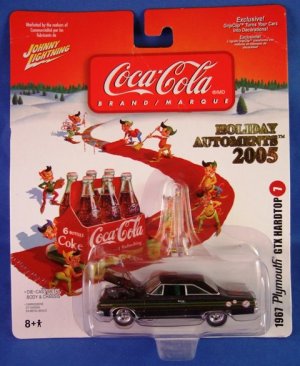 2005 - Johnny Lightning - Coca Cola - Holiday Automents - 1967 Plymouth GTX Hardtop - Die-cast Metal