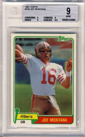 1981 - Joe Montana - Topps - Rookie Card # 216 - BGS 9 - Mint