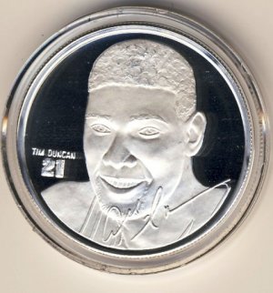 The Highland Mint - Tim Duncan - San Antonio Spurs - Medallions Collection - Silver Rookie Coin