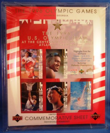 1996 - Upper Deck - U.S. Olympic Team - Limited Edition - Commemorative Sheet