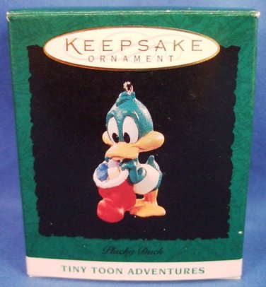 1994 - Hallmark - Keepsake Ornament -Tiny Toon Adventures - Plucky Duck -  Miniature Ornament