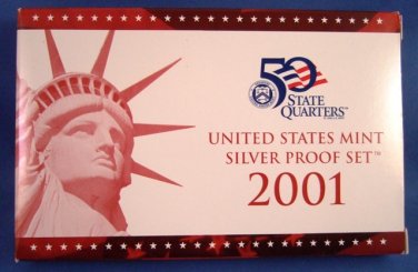 2001 - MINT - Silver Proof - 9-Coin Set US- Original Box & COA
