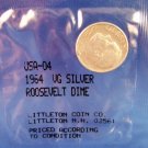 1964- VG - US Roosevelt Dime - Circulated - 90 % Silver Content