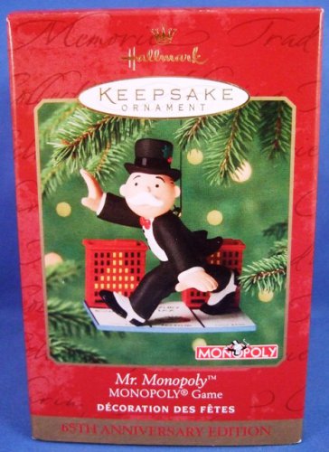 2000 - Hallmark - Keepsake - 65th Anniversary - Mr. Monopoly - MONOPOLY Game - Christmas Ornament