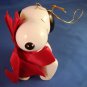 1987 - Charlie Brown - Ceramic - Snoopy - Maroon Bow - Christmas Ornament