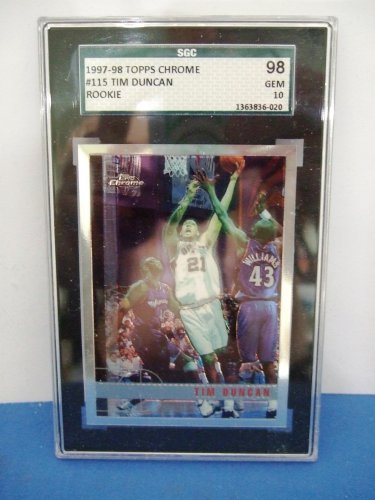 1997 Topps Chrome #115 Tim Duncan RC Rookie Gem Mint SCG 98