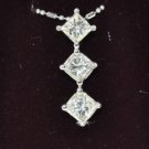 EXQUISITE 1.50 CT DIAMOND PRINCESS CUT PENDANT 14 KT GOLD